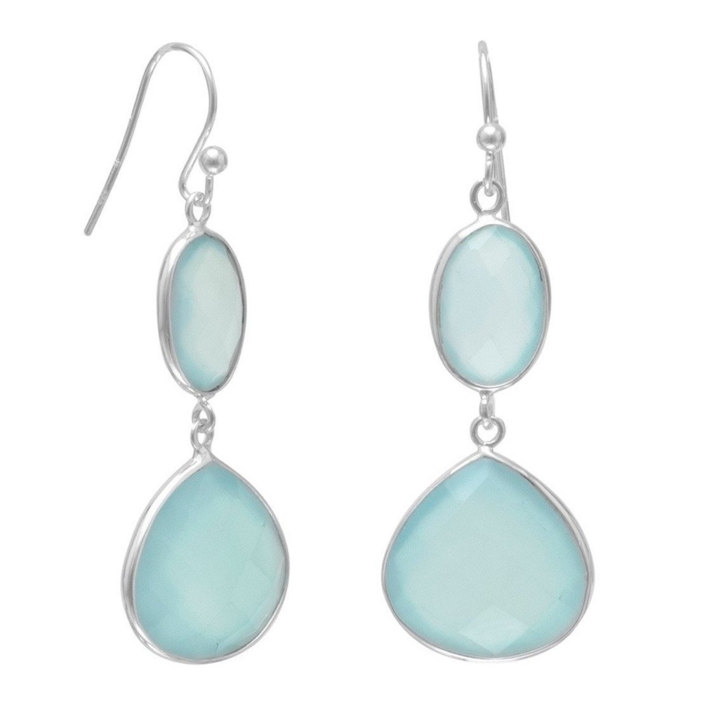 ✨ Sea Green Chalcedony Drop Earrings